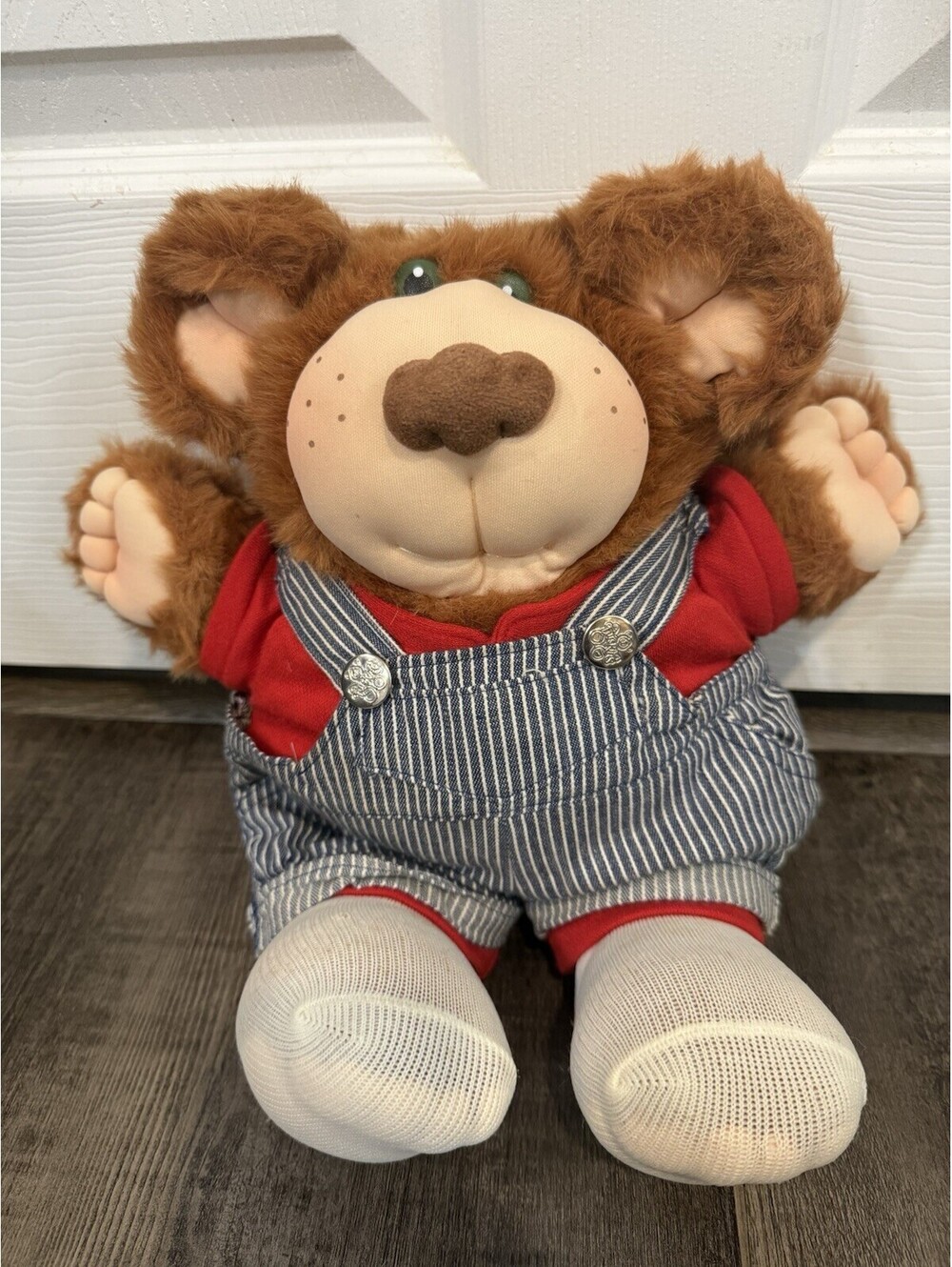 Furskins Xavier Roberts Plush Bubba Brown Bear Overall Hat 15" Vintage 80’s